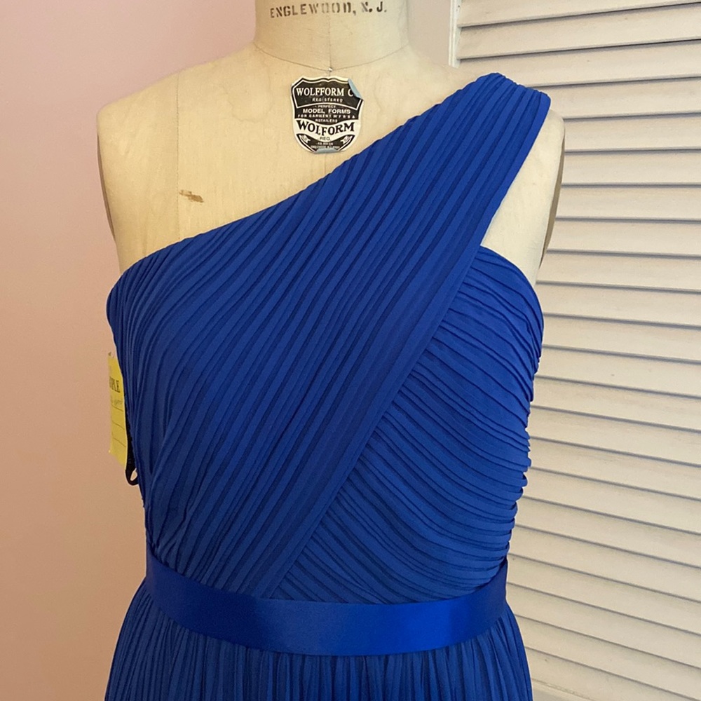 Dessy Collection One Shoulder Blue Dress